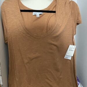 Nordstrom Tan Fitted Short Sleeve T-Shirt